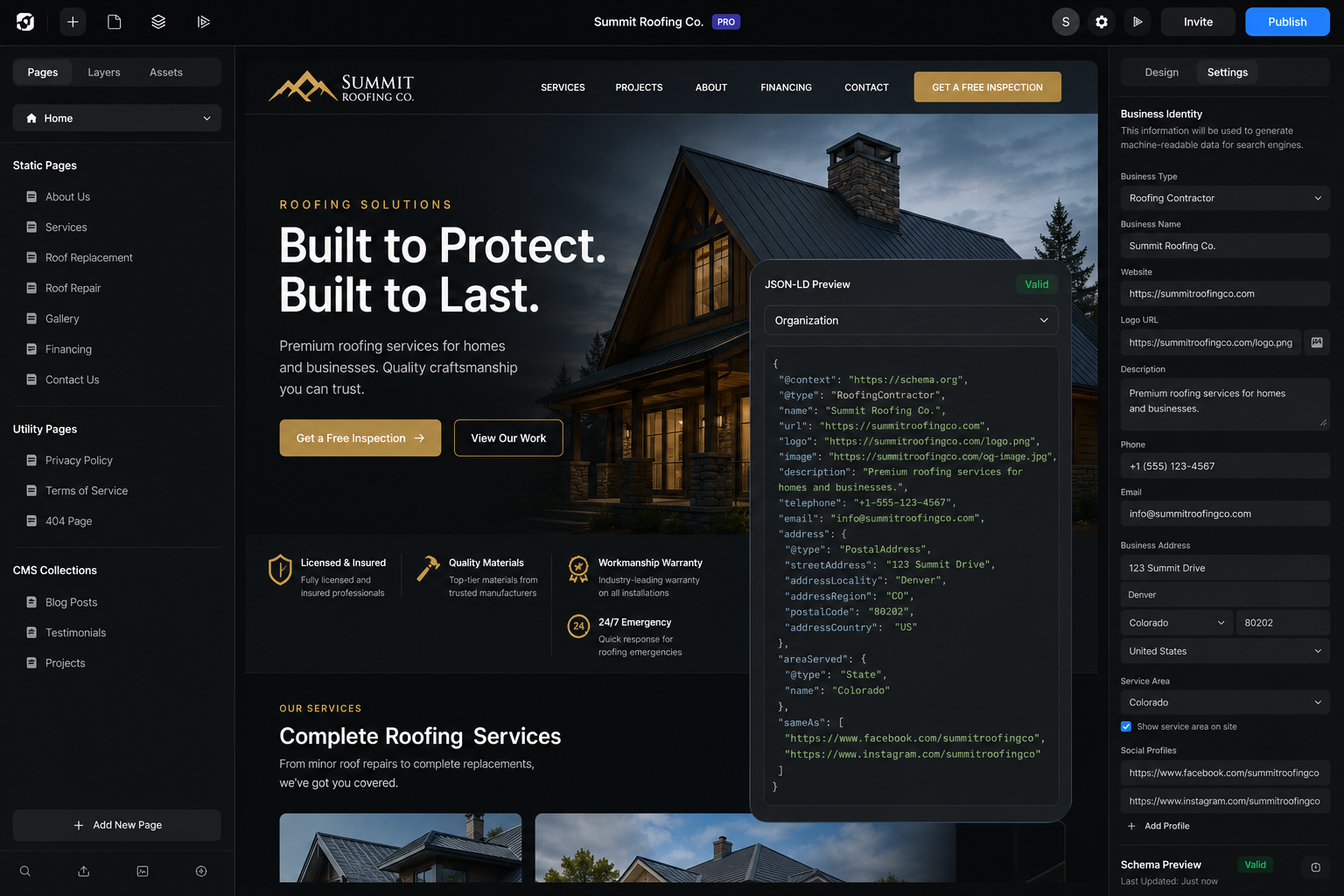 Summit Roofing Co. website
